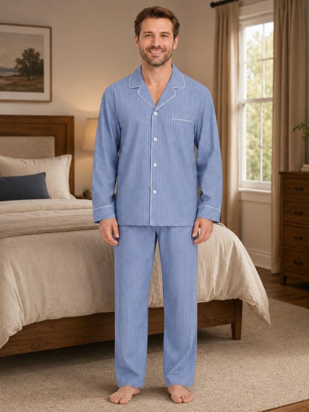 Hanes Men's Stretch Woven Pajama Set 2-Piece